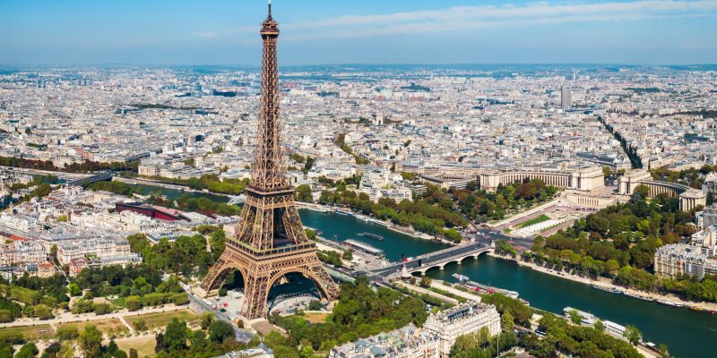 Paris city aerial panoramic view. Paris is the capital and most populous city of France.