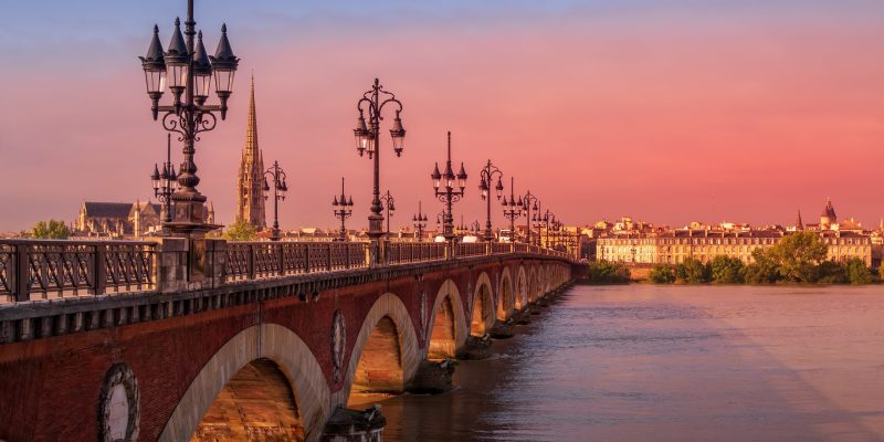 BORDEAUX/FRANCE - SEPTEMBER 19 : The Pont de Pierre Spanning the River Garonne in Bordeaux France on September 19, 2016